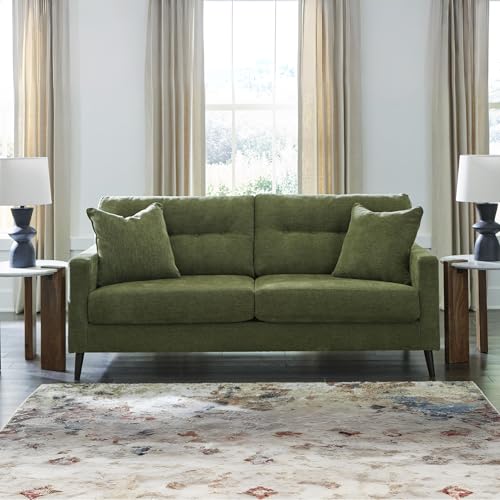 Signature Design by Ashley Bixler Mid-Century Modern Tufted Sofa with 2 Toss Pillows, Green Signature Design by Ashley