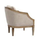Pemberly Row Farmhouse Solid Wood & Fabric Accent Chair in Natural Pemberly Row
