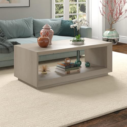 Henn&Hart 48" Wide Rectangular Coffee Table in Beech White, for Home, Living Room, Bedroom, Entertainment Room, Office Henn&Hart