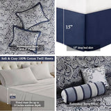 Madison Park Aubrey Cozy Comforter Set, Faux Silk Jacquard Paisley Design - All Season Down Alternative Bedding with Cotton Bed Sheets, Bed Skirt & Toss Pillows, King Navy 12 Piece Madison Park