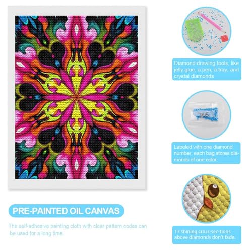 TZTTZT Diamond Art Kits for Adults - Vibrant Kaleidoscope Pattern Art Diamond Painting Kits for Adults Beginner, Frameless Diamond Painting Craft for Home Wall Decor TZTTZT