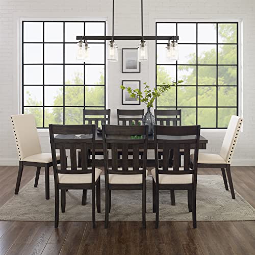 Crosley Furniture Hayden 9-Piece Modern Farmhouse Dining Table Set for 8 with 6 Slat and 2 Parsons Chairs, Slate Crosley Furniture