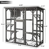 MAGIC UNION Large Fir Wooden Outdoor Indoor Catio Cat Enclosure with Weather Protection Roof with Cattery and 5 Platforms MAGIC UNION