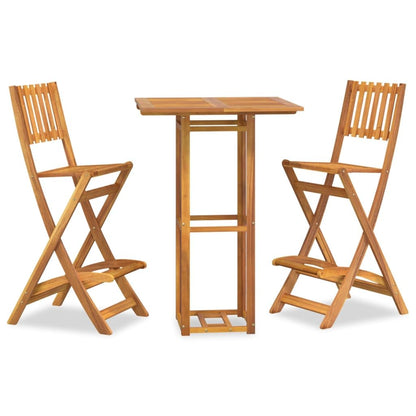 Stylish 3-Piece Solid Acacia Wood Outdoor Bar Set for Patio & Balcony - WoodArtSupply