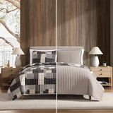 Eddie Bauer - King Quilt Set, Naturally Soft Cotton Bedding w/a Lightweight Feel for All-Year Comfort, Reversible w/Matching Pillowcases, 3 Piece Bed Set (Antique Brown) Eddie Bauer