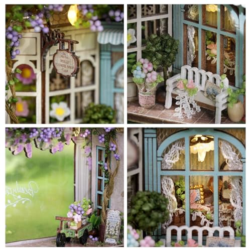 DIY Miniature House Kit, CUTEROOM Mini House Kit for Adult to Build, Wooden Dollhouse Making Kit with Furniture, Christmas Birthday Gifts- Molly Garden