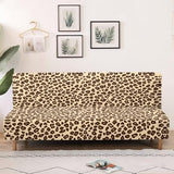 Garucesta Futon Cover with Elastic Bottom Armless Sofa Covers Non Slip Washable Couch Slipcover Scratch-Resistant Futon Sofa Slipcover for Dogs Cats, Leopard Print Beige Garucesta