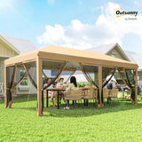 Outsunny 10' x 20' Pop Up Canopy Tent with Netting, Heavy Duty Instant Sun Shelter, Large Tents for Parties with Carry Bag for Outdoor, Garden, Patio, Beige Outsunny