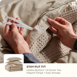 Bedsure Cotton Duvet Cover Queen - 100% Cotton Waffle Weave Khaki Duvet Cover Queen Size, GentleSoft™ and Breathable Tan Bedding Set for All Season, 3 Pieces, 90"x90" Bedsure