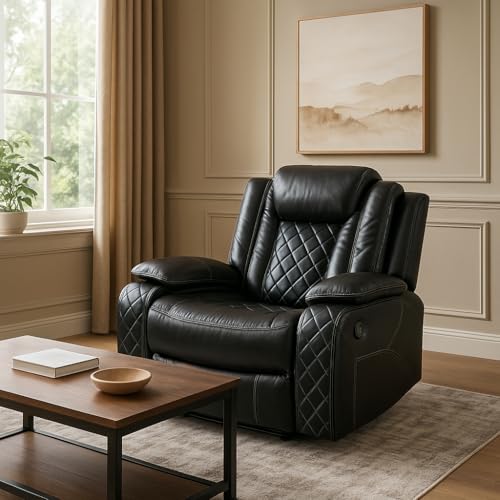 COMHOMA Power Living Room Furniture Sets,Electric Recliner Chair with LED Light,Sectional Sofa Loveseat with Wireless Charging,Spacious Storage, Cup Holeders,3+1 COMHOMA