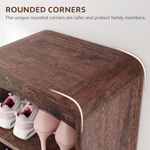 Homiflex Tall Shoe Cabinet, 8 Tiers 16 Pairs Wooden Shoe Rack with Adjustable Shelf, Freestanding Shoe Closet Shoes Organizer Cabinet for Entryway, Hallway, Living Room, Espresso Homiflex