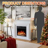 Xbeauty 36" Electric Fireplace with Mantel, Freestanding Fireplace Heater with Remote Control, 5-Level Adjustable Flame Brightness, 750W/1500W Dual Heating Modes for Living Room,Pearlwhite Xbeauty