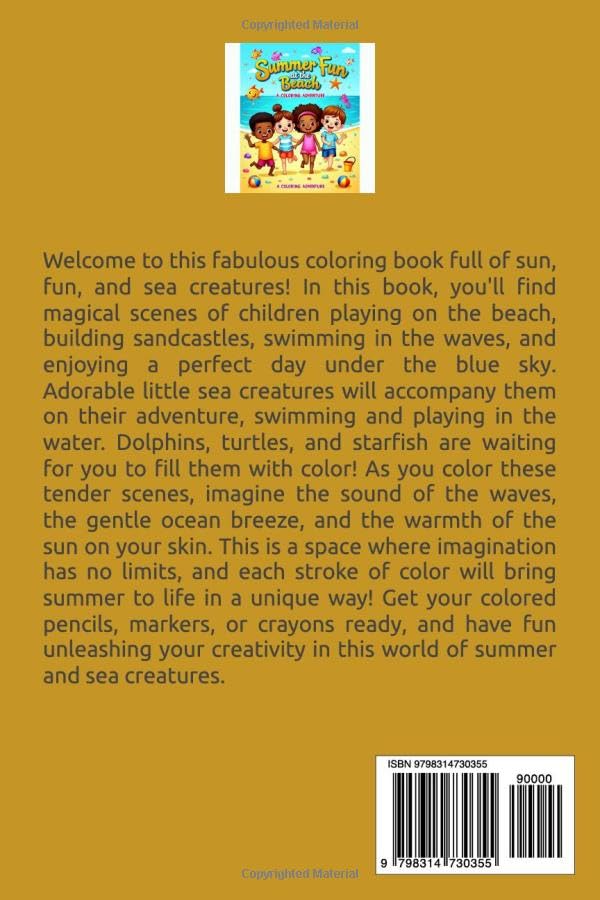 COZY SUMMER VACATION AND MARINE ANIMALS COLORING BOOK: Summer, beach,sun,vacation. WoodArtSupply