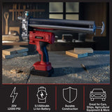 Stalwart Grease Gun - 20V 12000 PSI Cordless Grease Gun with 14-Inch Hose, Couplers, Lithium Ion Battery, Charger, and More - Tool Kit (Black/Red) Stalwart