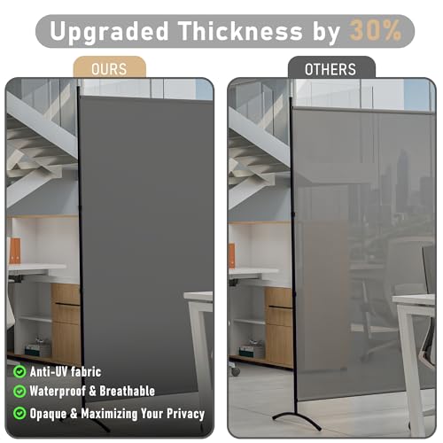 Room Divider 6ft Room Dividers and Folding Privacy Screens Partition Room Divider Fabric Panel, Indoor Wall Divider for Room Separation Freestanding Space Separators (Grey, 1 Panel) YASRKML