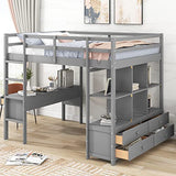 Gray Full Size Loft Bed with Desk & Storage by Harper & Bright Designs Harper & Bright Designs