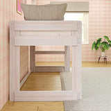 Max & Lily Modern Farmhouse Low Loft Bed, Twin Bed Frame For Kids, White Wash Max & Lily