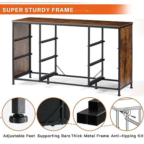 EnHomee Dresser TV Stand with Drawers, Media Console Table for 60 '', TV Console with 9 Drawers for Bedroom, Entertainment Center with Sturdy Metal Frame & Wood Top,Living Room,Closet, Rustic Brown EnHomee
