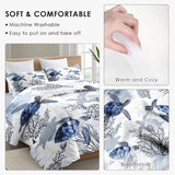 WeCozy Twin Size Comforter Set with Pillowcase, Animal Blue Turtle Sea Coral Soft 2 Pcs Bedding for Kids and Adults Bedroom Bed Decor WeCozy