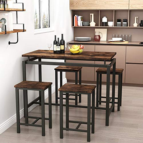 Recaceik 5-Piece Modern Wood Dining Table Set for Small Spaces - Perfect for Kitchen, Breakfast Nook, and Living Room Recaceik