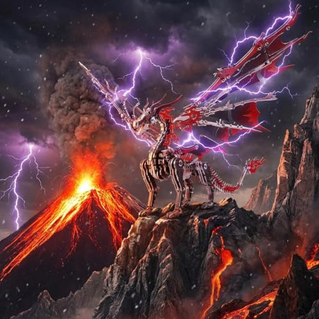 Kolotesame Fire Dragon 3D Metal Puzzle for Adult, Mechanical Black and Red Dragon Metal Building Model Kit, Challenging Puzzle for Men and Fantasy Fans, Unique DIY Collectible or Creative Gift kolotesame