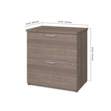 Pemberly Row Modern U-Shaped Engineered Wood Desk with Hutch File and Bookcase, Fully Reversible Unit, Assembly Required, for Home Office, in Bark Gray Finish Pemberly Row