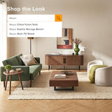 mopio Quin 59" Tambour TV Stand, Fluted Entertainment Center, Mid Century Modern TV Console, Television Stands for 65 Inch TV, Wood Media Storage Cabinet, Table Stand, Living Room (Walnut) mopio