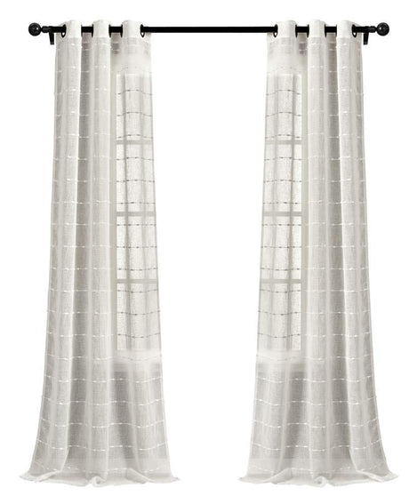 Lush Decor Farmhouse Textured Grommet Sheer Window Curtain Panel Pair, 38"W x 84"L, White Lush Decor