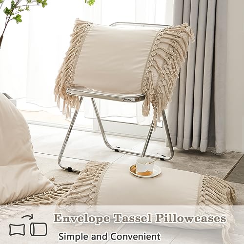 Andency Comforter Queen Size Set Beige, 3 Pieces Tassel Boho Lightweight Winter Bedding Comforters & Sets, All Season Bed Set (90x90In Comforter & 2 Pillowcases) Andency