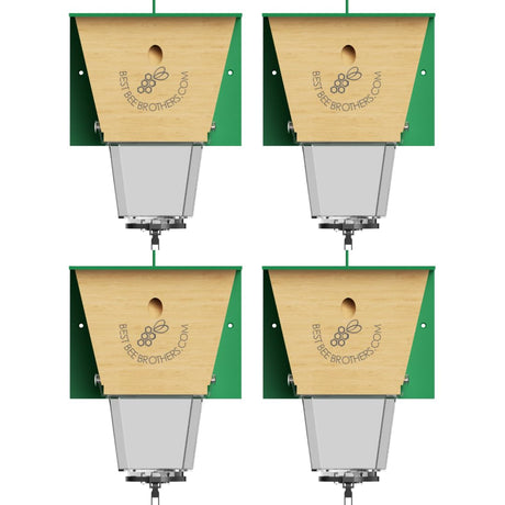 Best Bee Brothers Ultimate Pro Carpenter Bee Trap for Outside with Extra-Large, Clear External Bee Vault & Spring-Loaded Door, 4.2” D x 5.8” W x 7.5” H (4 Pack) Best Bee Brothers