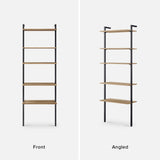 mopio Norwin Ladder Book Shelf, Wall Bookshelf, Farmhouse Industrial Bookcase, Narrow Slim Organizer Display Shelves, Living Room, Bedroom (5-Tier Shelf) mopio