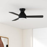 Amico Ceiling Fans with Lights, 42 inch Low Profile Ceiling Fan with Light and Remote Control, Flush Mount, Reversible, 3CCT, Dimmable, Noiseless, Black Ceiling Fan for Bedroom, Indoor/Outdoor Use Amico