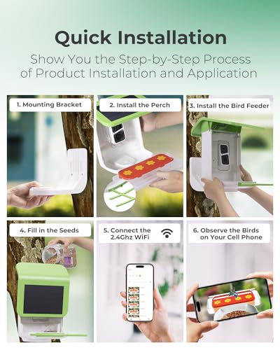 Smart Bird Feeder with Camera, 2-in-1 Bird Feeder Perch, 1080P HD AI Identify Hummingbird Feeder Camera, Auto Capture Bird Videos & Identify 10000+ K&F Concept