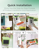 Smart Bird Feeder with Camera, 2-in-1 Bird Feeder Perch, 1080P HD AI Identify Hummingbird Feeder Camera, Auto Capture Bird Videos & Identify 10000+ K&F Concept