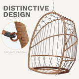 DWVO Egg Chair with Stand, Hanging Outdoor Rattan Wicker Patio Hammock Indoor Egg Chair with Cushion, Hanging Swing Chair 300lbs for Porch, Garden, Bedroom, Balcony, Beige DWVO