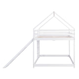 Full Size Loft Bed with Slide, Space Saving House Bunk Beds for Kids Bedroom Furniture, Pine Wood Bed Frame with 12.4" High Safety Guardrail & Ladder, No Box Spring Needed, Teens, Girls, Boys, White Obuvar