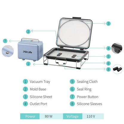 PYD Life 3D Vacuum Sublimation Tray and Pump Set 80 W 110 V for Sublimation Blanks Phone Cases,Plates,Photo Slates,Ornaments Printing by 25 L Sublimation Oven