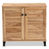 Baxton Studio Coolidge Modern and Contemporary Oak Brown Finished Wood 2-Door Shoe Storage Cabinet Baxton Studio