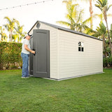 Lifetime Outdoor Storage Shed, 8x15 Ft, Desert Sand, Resin Backyard Tool Shed with Lockable Doors and Weather-Resistant Panels Lifetime