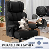 BestGlory Office Desk Chair, Big and Tall Leather Gaming Chair with Footrest, Wide Ergonomic Comfy Executive High-Back Reclining Computer Chairs, Swivel Rolling Wheels and Padded Lumbar Support, Black BestGlory