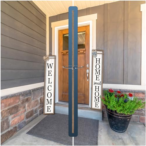 Outdoor Welcome Sign for Front Porch Standing Large 2 Sided 45"X9" Wooden Frame Tall Vertical Leaner Long Home Sweet Home Front Door Sign for Rustic Outside Farmhouse Modern Decor (Wood White) Surfapans