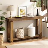 HOKYHOKY Solid Wood Console Table for Entryway, 54.3" Farmhouse Entryway Tables with Thickened Tabletop and Legs Rustic Narrow Skinny Behind Couch Long Sofa Table for Living Room, Hallway, Foyer HOKYHOKY