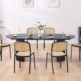 JURMALYN 78" Black Round Dining Table for 6 8 Extendable Dining Table Oval Dining Room Table with Extension for Kitchen Living Room 47.24" to 86.61" JURMALYN