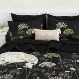 Yiran King Size Comforter Set, 7 Piece Comforter Floral Black Green Bedding Set, Soft Bed in a Bag King, Comforter, Sheets, Pillowcases & Shams Yiran