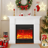 55" Electric Fireplace with Mantel | 1400W Faux Fireplace | Highly Realistic 3D Flame | 50-90℉ Adjustable Temp | Button & Remote Control | White Fireplace Mantel Surround | 55" W×13.5" D×44" H FODINGHILL