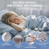 TWK 1200 TC 100% Egyptian Long-Staple Cotton Bedding Sheets Set, Luxury Hotel Style Deep Pocket with Elastic Reinforced Seams Sheet Set, Soft & Comfy Natural Sheets (French Blue, Full) TWK
