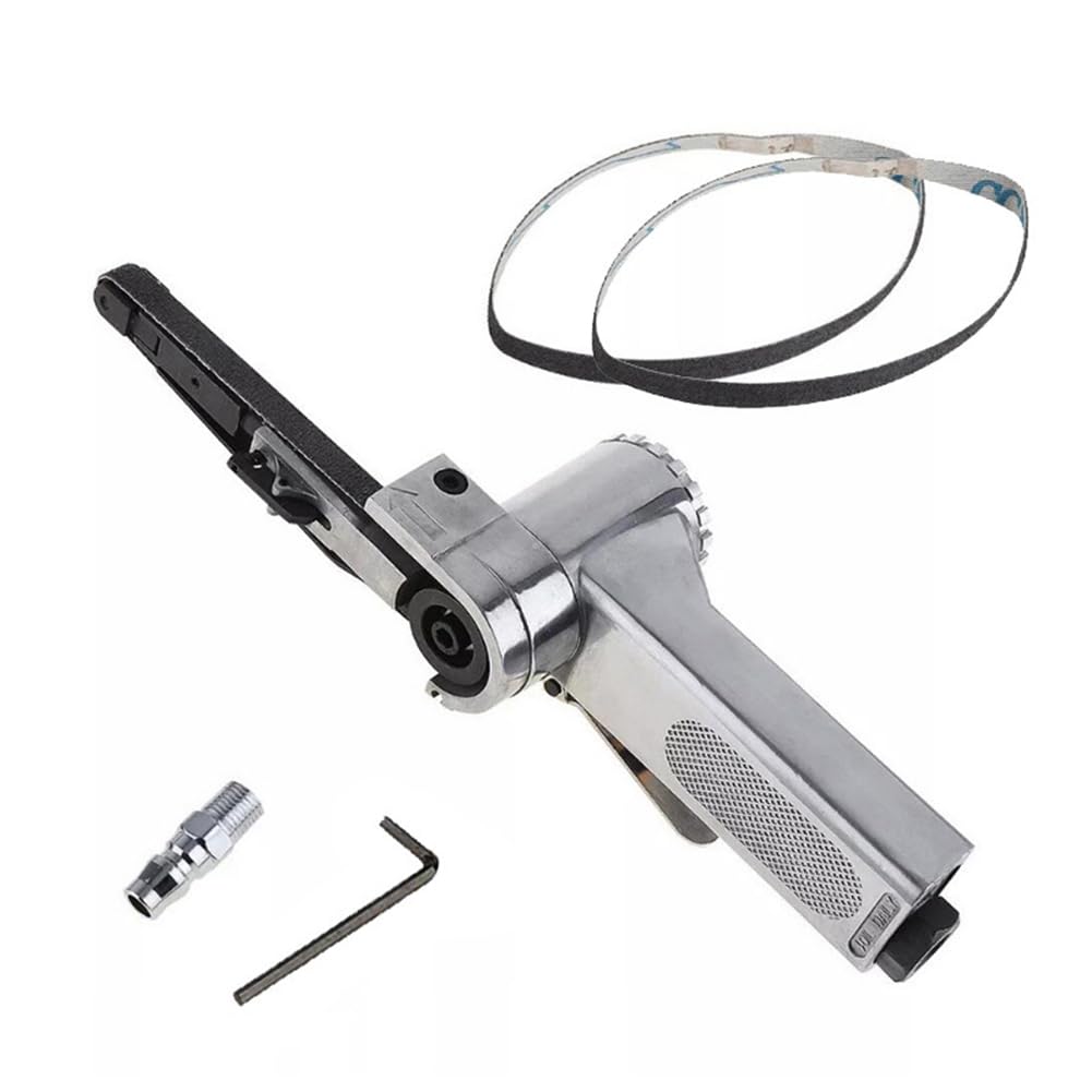 Mini Air Belt Sander, Pneumatic Handheld Angle Grinder Tool for Wood Metal Sanding Grinding (330x10mm) LSLANSOON