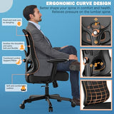 ELABEST Ergonomic Office Chair,Home Desk Chair with Mesh Back,Adjustable Lumbar Support,Built-in Springs Wide Seat,Executive Task Chair with 3-D Big Armrests,Tilt Function,Computer Desk Chair ELABEST