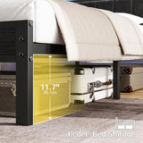OLEVS Twin Bed Frame with LED Lights & USB Outlets, Platform Twin Bed with Storage Headboard, No Box Spring Needed, Easy Assembly OLEVS