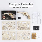 ROBOTIME 3D Wooden Puzzle Rubber Band Gun Model Toy DIY Craft Kits | Brain Teaser Gifts for Kids & Adults(Corsac M60) ROBOTIME